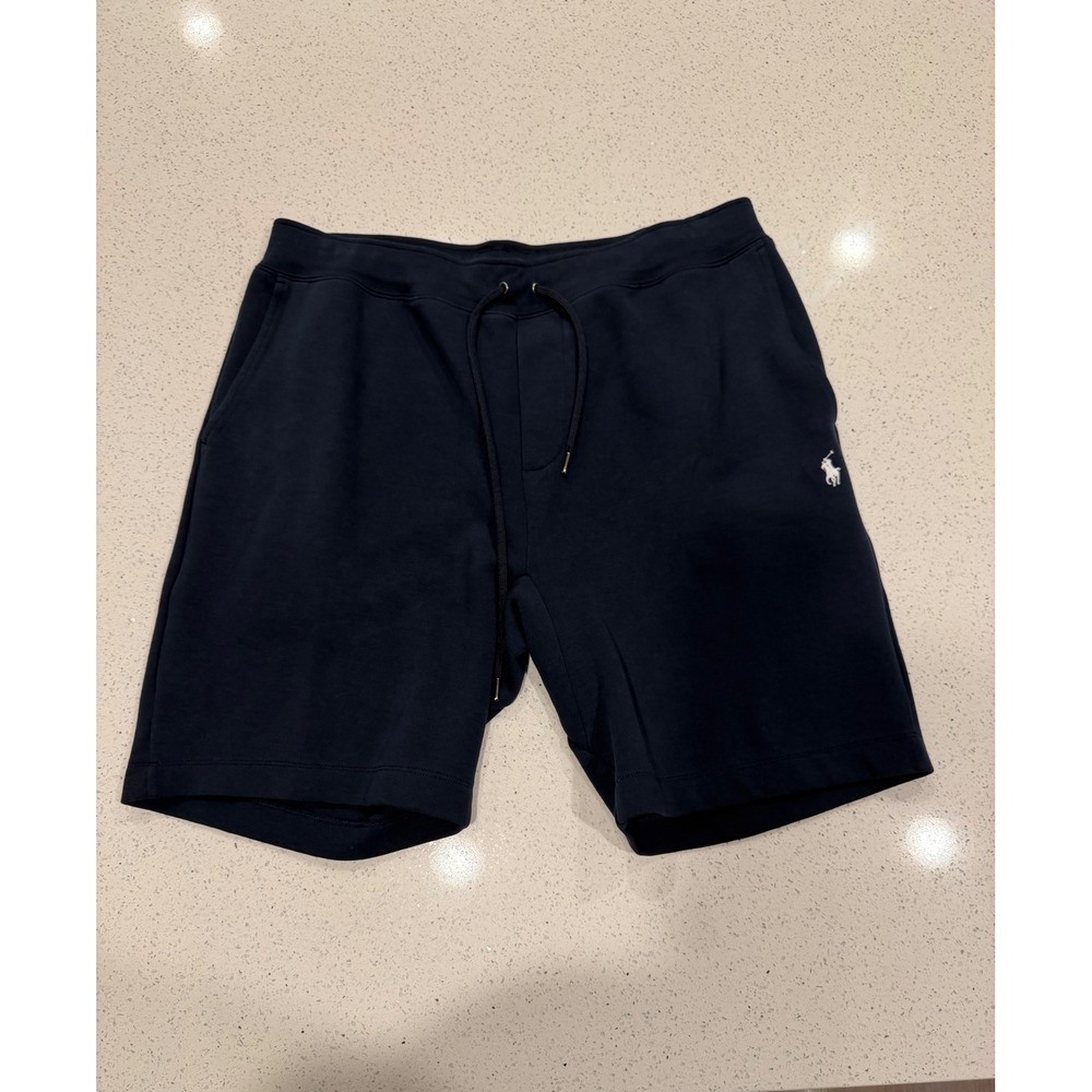 Polo Ralph Lauren Mens Navy Blue Fleece Sweat Shorts Large Pony Logo Drawstring